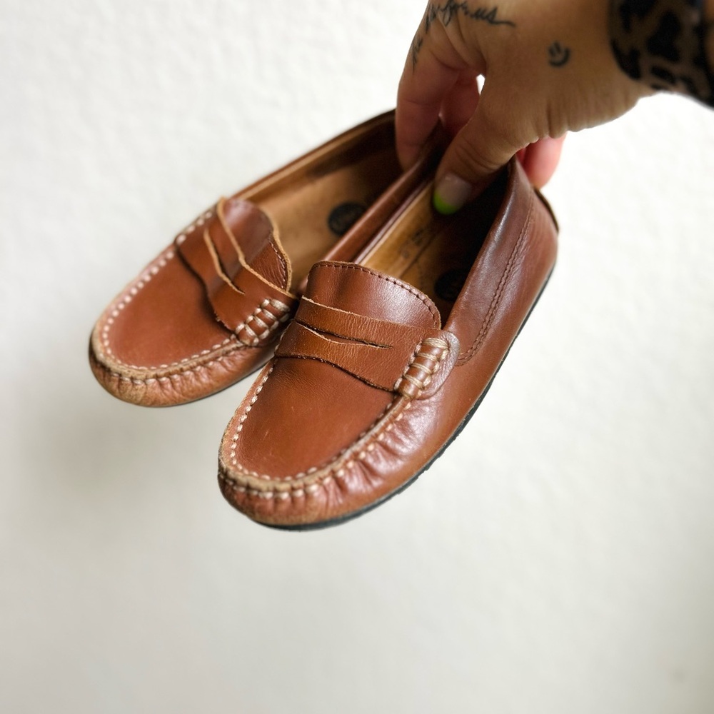 Brown Kids Leather Penny Loafers